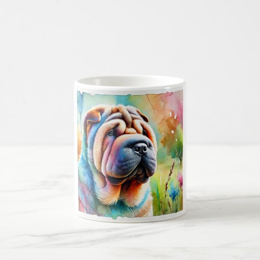 Shar Pei Dog 020824AREF103 - Watercolor Koffiemok (Center)