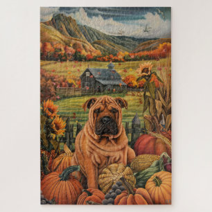 Shar Pei Dog Autumn Harvest Thanksgiving Legpuzzel