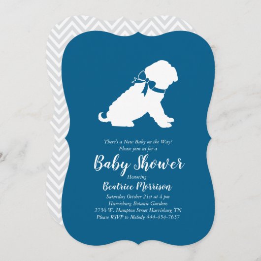 Shar-Pei Dog Baby shower Blue Boy Kaart (Voorkant / Achterkant)