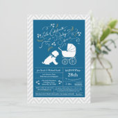 Shar-Pei Dog Baby shower Blue Boy Kaart (Staand voorkant)