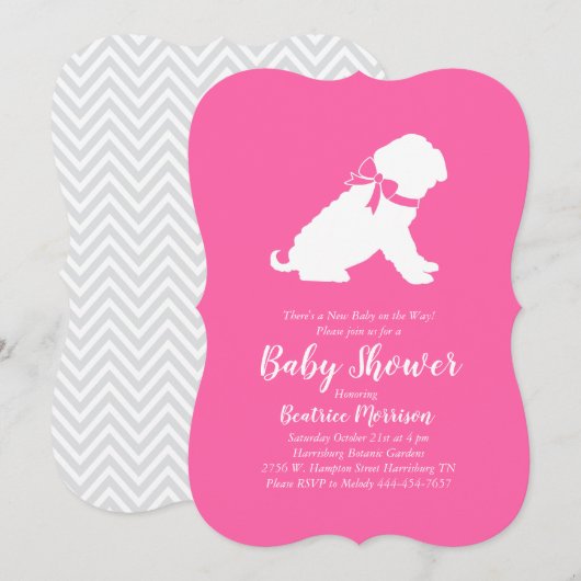Shar-Pei Dog Baby shower Pink Girl Kaart (Voorkant / Achterkant)