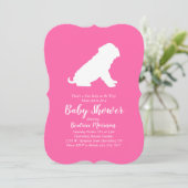 Shar-Pei Dog Baby shower Pink Girl Kaart (Staand voorkant)