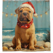 Shar Pei Dog Christmas  Beach Douchegordijn (Voorkant)