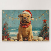 Shar Pei Dog Christmas  Beach Legpuzzel (Horizontaal)