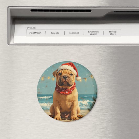 Shar Pei Dog Christmas Beach Magneet (Insitu (Vaatwasser))