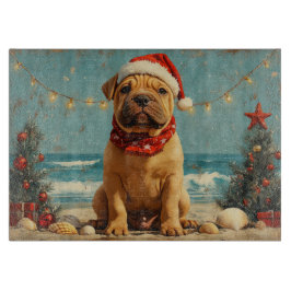 Shar Pei Dog Christmas  Beach Snijplank