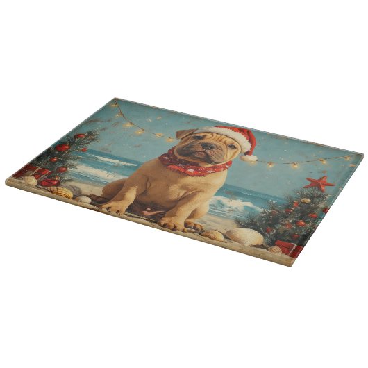Shar Pei Dog Christmas  Beach Snijplank (Hoek)