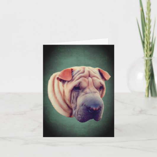 Shar Pei Dog Face Note Kaart (Voorkant)