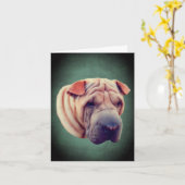 Shar Pei Dog Face Note Kaart (Gele Bloem)