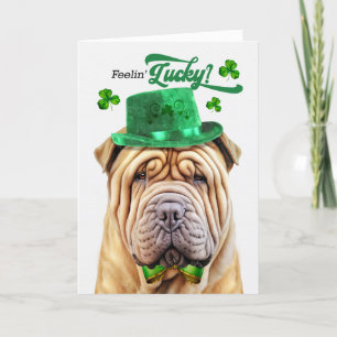 Shar Pei Dog Feelin' Lucky St Patrick's Day Feestdagen Kaart