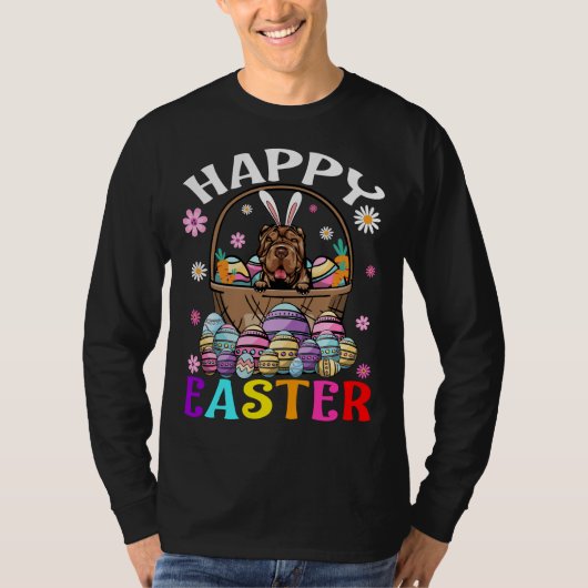 Shar Pei Dog Happy Easter Bunny Eggs Easter T-shirt (Voorkant)