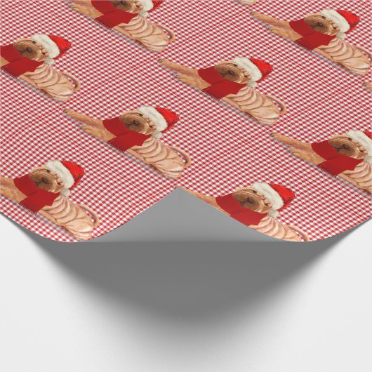 Shar Pei Dog Holiday controleert Kerstmis Cadeaupapier (Hoek)
