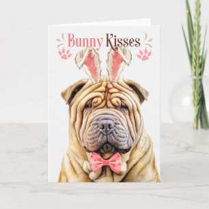 Shar Pei Dog in Bunny Ears voor Pasen Feestdagen Kaart