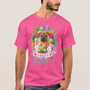 Shar Pei Dog in Paaseieren Basket Bunnies Happy E T-shirt