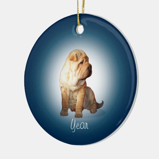 Shar Pei Dog Keramisch Ornament (Links)