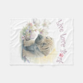Shar-pei Dog Mom Floral Fleece Deken (Voorkant (Horizontaal))