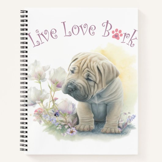 Shar-pei Dog Mom Floral Notitieboek (Voorkant)