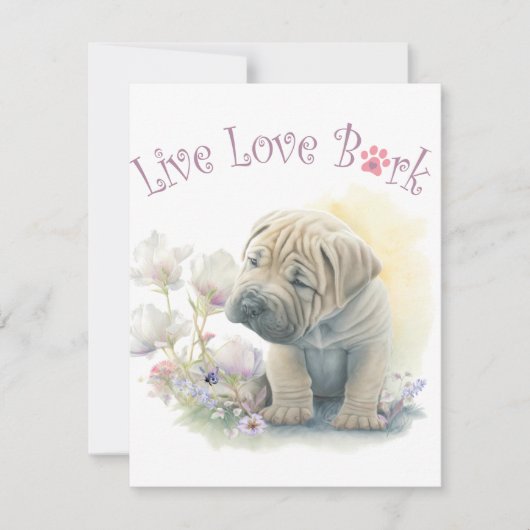 Shar-pei Dog Mom Floral Notitiekaartje (Voorkant)