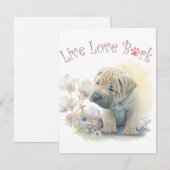 Shar-pei Dog Mom Floral Notitiekaartje (Voorkant / Achterkant)