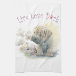 Shar-pei Dog Mom Floral Theedoek