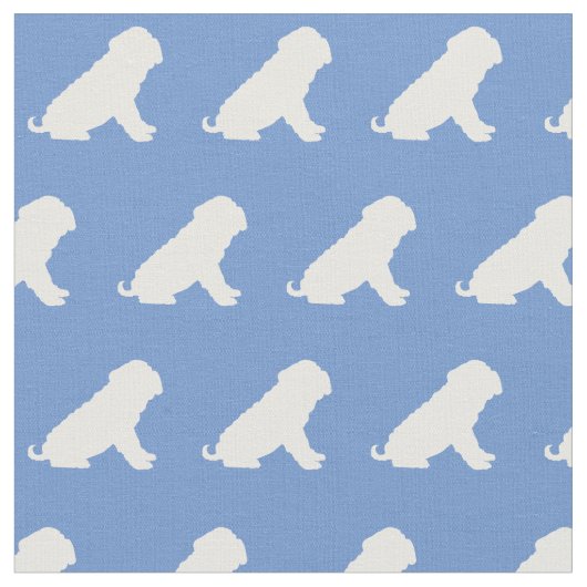 Shar Pei Dog Silhouette Pet Light Blue Stof (Close Up)
