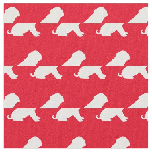 Shar Pei Dog Silhouette Pet Red Stof (Close Up)