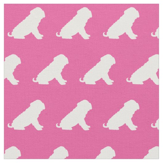 Shar Pei Dog Silhouette Pet Roze Stof (Close Up)