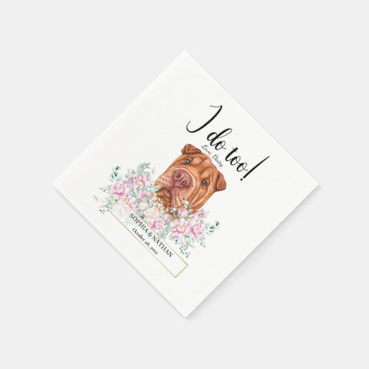 Shar Pei Dog Wedding Cocktail Napkins Servet (Hoek)