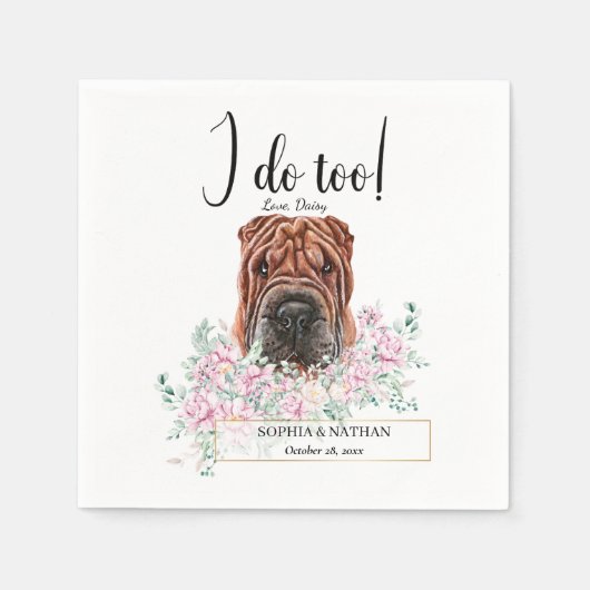 Shar Pei Dog Wedding Cocktail Napkins Servet (Voorkant)
