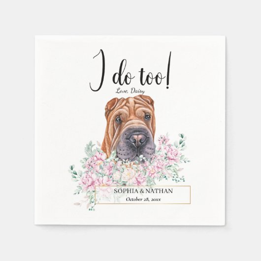 Shar Pei Dog Wedding Cocktail Napkins Servet (Voorkant)