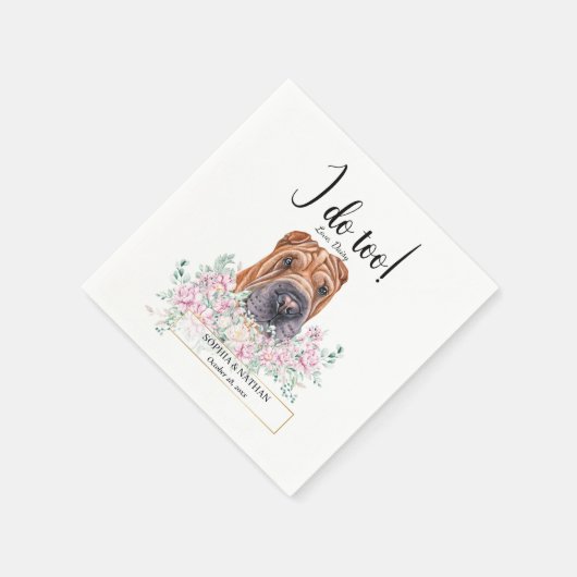 Shar Pei Dog Wedding Cocktail Napkins Servet (Hoek)