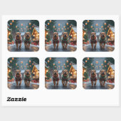 Shar Pei  Dogs Christmas Snow Holiday Vierkante Sticker (Vel)