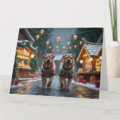 Shar Pei Dogs Kerstmis Sneeuw Vakantie Kaart (Voorkant)