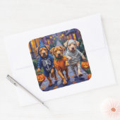 Shar Pei Dogs Trick-or-Treating Halloween Costumes Vierkante Sticker (Envelop)