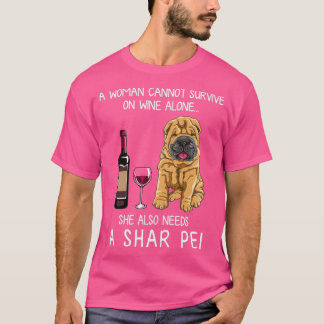 Shar Pei en wine Funny dog T-shirt