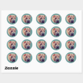 Shar Pei Face Dog Ronde Sticker (Vel)