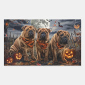 Shar Pei Halloween Griezelen Rechthoekige Sticker (Voorkant)