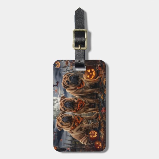 Shar Pei Halloween Spooky Bagagelabel (Voorkant verticaal)