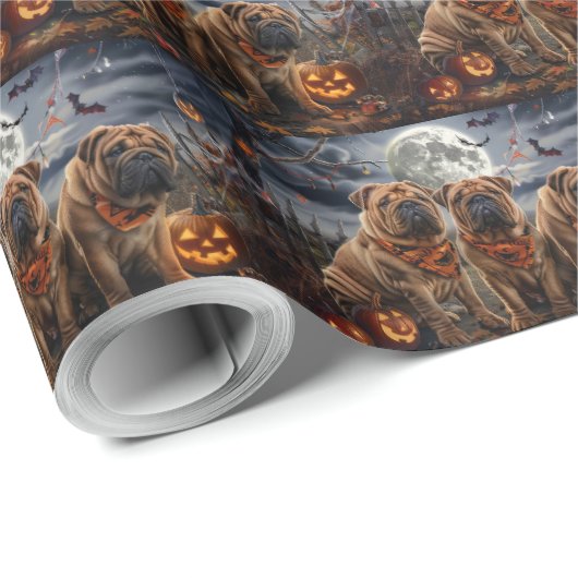 Shar Pei Halloween Spooky Cadeaupapier (Rol Hoek)