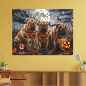 Shar Pei Halloween Spooky Canvas Afdruk (Insitu (Woonkamer))