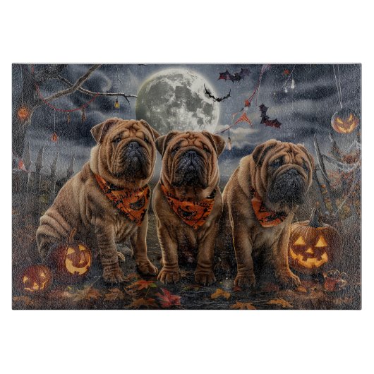 Shar Pei Halloween Spooky Snijplank (Voorkant)