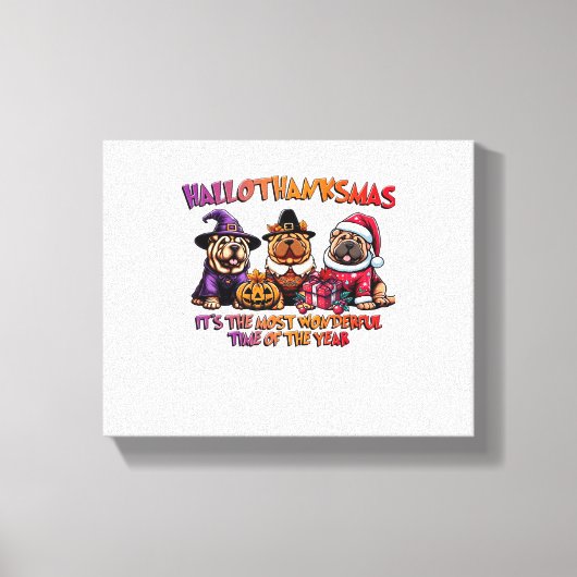 Shar Pei Halloween Thanksgiving Christmas Classic Canvas Afdruk (Voorkant)