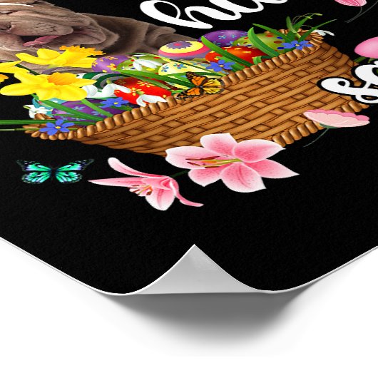 Shar Pei Happy Paasdag Pasen kleurrijke eierwt Poster (Hoek)