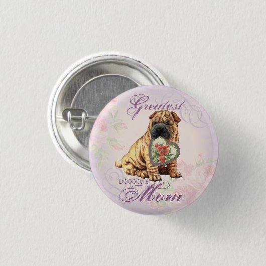 Shar-Pei Heart mama Ronde Button 3,2 Cm (Voorkant /achterkant)