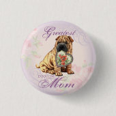 Shar-Pei Heart mama Ronde Button 3,2 Cm (Voorkant)