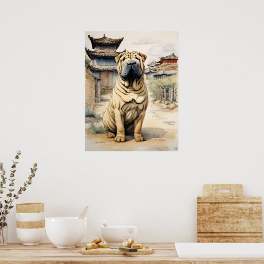 Shar Pei - Hond Art Print (Keuken)