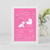 Shar-Pei-hond baby shower roze meisje Kaart (Staand voorkant)