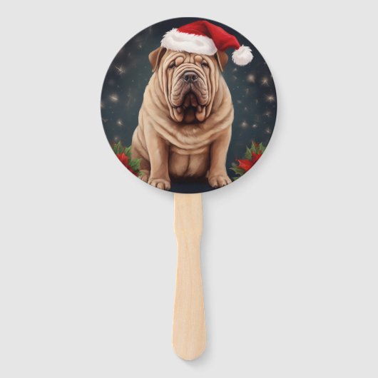 Shar Pei Hond in Sneeuw Kerstmis Handwaaier (Achterkant)