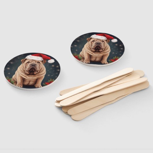 Shar Pei Hond in Sneeuw Kerstmis Handwaaier (Niet-gemonteerd)