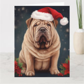 Shar Pei Hond in Sneeuw Kerstmis Kaart (Voorkant)